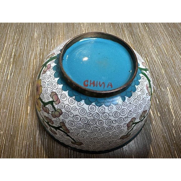 5” Cloisonné Bowl With Cherry Blossoms & Branches Design - Chinese - Picture 7 of 8
